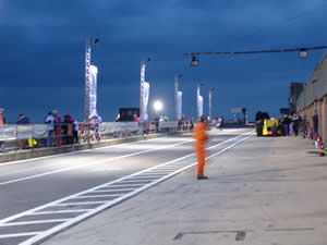 Dusk falls and the lights come on